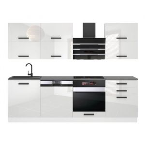 Cuisine Equipee Complete Margaret Muebles de Cuisine Complets - 240 cm. Cuisine Complete avec Plan de Travail, Blanc très Brillant - Belini