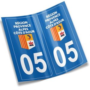 2 autocollants stickers plaque immatriculation voiture départements France