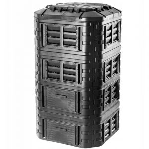 Composteur de Jardin 1260L, Grand Bac &agrave; Compost pour Une Gestion &Eacute;cologique et Efficace des D&eacute;chets Organiques en Espace Ext&eacute;rieur (Noir) - Kadax