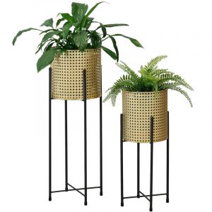 [en casa] Set de 2 Supports de Plante Mol Noir Doré