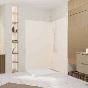 Aurlane Pack 2 Panneaux Muraux en Aluminium Ivoire 120x210 cm + Profil&eacute;s Finition et Angle Chrome