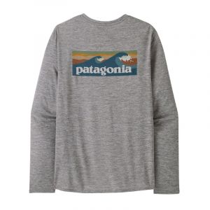 Patagonia L/S Cap Cool Daily Graphic Shirt - T-shirt homme Waters Boardshort Logo Abalone Blue: Feather Grey S