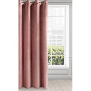 Eurofirany Rideau en Velours avec Oeillets - 1 Panneau, Traitement de Fenêtre Occultant, Rideaux pour Chambre, Cuisine, Salon, Super Doux, 140x250 cm, Rose Foncé