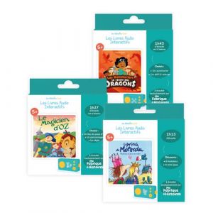Lunii Pack 3 livres audio interactifs pour enfant dès 5 ans ? À écouter sur la conteuse interactive Ma Fabrique à Histoires - Le magicien d'Oz, Le prince de Motordu, Le réveil des dragons ? Pack 30 histoires, 4h23 d'écoute - Boîte