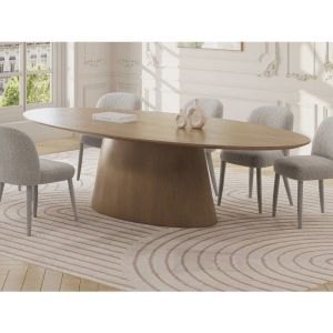 Table &agrave; manger 8 personnes placage fr&ecirc;ne - Naturel clair - ANTELADA