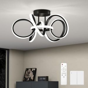Doporro Lampe de Plafond avec T&eacute;l&eacute;commande Plafonnier M&eacute;moire Intelligente Luminosit&eacute; R&eacute;glable Luminaire Int&eacute;rieur Trois Temp&eacute;ratures de Couleur