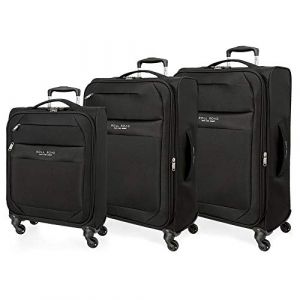 Roll road Royce Set de Bagages Noir 55/66/76 cms Souple Polyester Serrure à combinaison 196L 4 roues Bagage à main