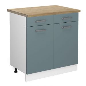 Vicco - Meuble cuisine R-Line, Bleu-gris, 80 cm, pt Ch&ecirc;ne