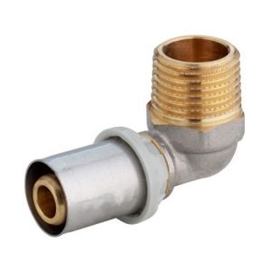 Arcanaute Raccord multicouche à sertir TH - Coude Mâle 1/2"" (15/21) - Ø20x2,0