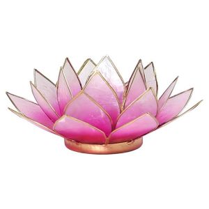 United Labels Porte Bougie Fleur de Lotus Rose fonc&eacute; et or