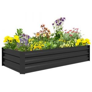 Outsunny Jardinière rectangulaire carré potager dim. 150L x 70l x 30H cm acier ondulé noir