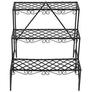 Escalier Étagère Porte Plantes Dangle En Fer 3 Niveaux Métal Noir 2208032 Neuf