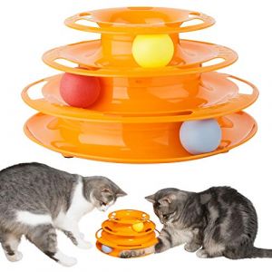 Image de Jouet tour spirale 3 balles inclues 35 x 13,5 cm Pour chat