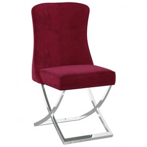 Image de VidaXL Chaise de salle à manger Rouge bordeaux 53x52x98 cm Velours