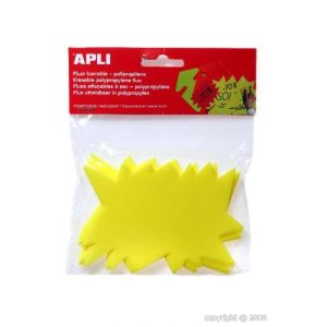 APLI 102051 - 10 éclatés jaunes effacables fluo PP 8 x 12cm