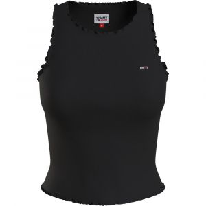 Tommy Jeans Top sans manches finition roulottée Noir - Taille S
