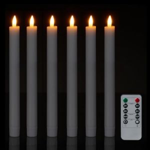 Relaxdays Lot de 6 Bougies LED sans Flamme avec télécommande, minuterie et Flamme vacillante, en Cire véritable, Blanc