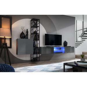 Image de AC-Déco Ensemble Meuble TV Design "Switch VI" 270cm Gris & Noir