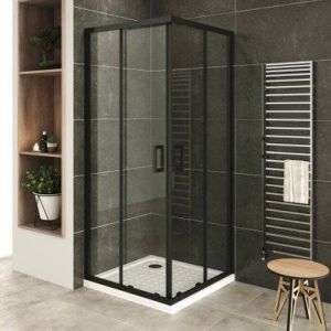 LANABLACK+ Porte de douche d'angle H 185 cm transparent 85 x 90 cm coulissante