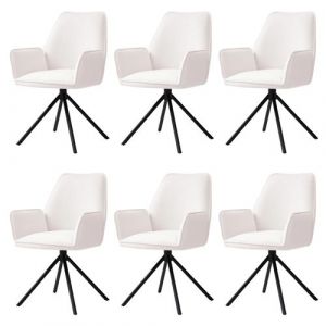 6x chaise de salle à manger MENDLER HWC-G67 velours crème-beige