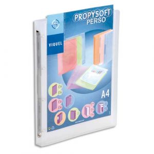 Viquel Classeur personnalisable PROPYSOFT en polypropylène 7/10ème, 4 anneaux, dos de 35 mm, incolore
