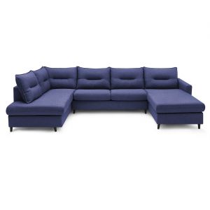 Image de Bobochic Canapé panoramique XXL convertible SINKI Angle droit Bleu Marine