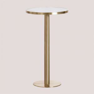 Table Mange-debout Ronde en Grès (Ø60 cm) Manhattan SKLUM Blanc Or champagne 104,5 cm