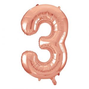 Unique Party 55873 - Ballon Géant - Numéro 3 - 86 cm - Or Rose