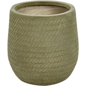 Beliani Pot à Fleurs Rond Motif Gaufré en Fibre d'Argile Vert ⌀ 27 cm Livadia
