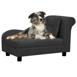 VidaXL Canap? pour chien avec oreiller Noir 83x44x44 cm Peluche