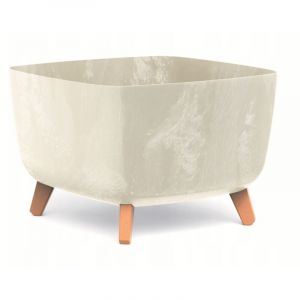 Pot de fleurs carr&eacute; sur pieds GRACIA DGQL400E Cr&eacute;meux