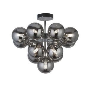 Boutica-design Searchlight Berry Plafonnier &agrave; 13 ampoules, chrome, verre fum&eacute;