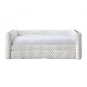 Leana - Lit gigogne tissu blanc 90x190 cm