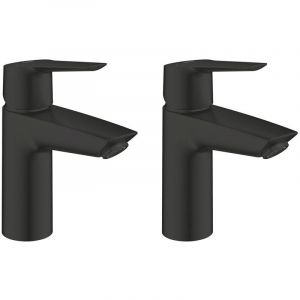Grohe Lot de deux START Mitigeur monocommande lavabo tille M, avec tirette de vidage, noir mat (235752432 BlackDuo)