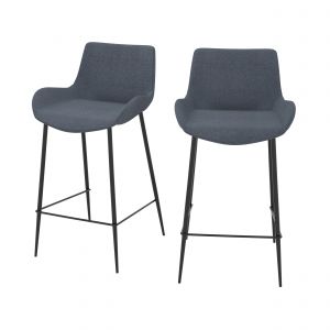 Chaise pour îlot central en tissu gris 65cm (lot de 2) - pirata