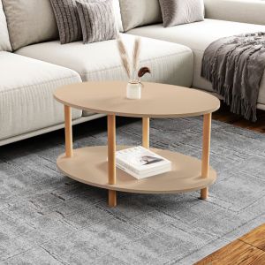 [en.casa] - Table basse ovale Højreby 43 x 70 x 44 cm cappuccino naturel