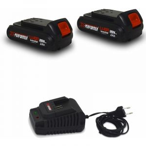 X-Performer Pack 2 Batteries CONCEPT 20V Lithium 2 Ah compatible pour la gamme d'outils Electro-portatifs + Chargeur unclus