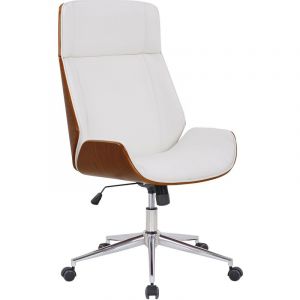 CLP Fauteuil de bureau Varel en similicuir avec coque de siège en bois Noyer/blanc