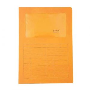 Blasetti Porte-documents avec fenêtre - SINTEX ORANGE classeur de documents pour bureau, format A4, lot de 50 pièces, papier coloré 120 g, ouvert sur deux côtés