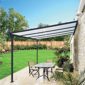 Image de Pergola aluminium adossée Leader 18 m² gris anthracite