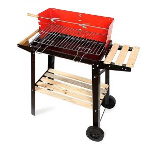 Dam Barbecue à charbon portable avec roues et broche.