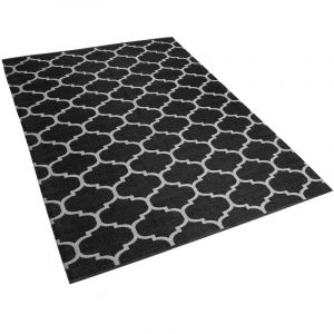 Beliani Tapis rectangulaire réversible noir et blanc 160 x 230 ALADANA