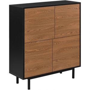 Commode stylée meuble de rangement pratique gnosjö à 4 portes 93 x 80 x 30 cm noir effet bois foncé - Bois