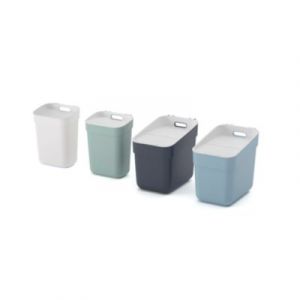Curver Lot de 4 Poubelles de tri Ready to Collect 2x10L + 2x20L - avec Support Mural pour Mur ou Porte - Cuisine, Salle de Bain, Buanderie -100% Recyclé