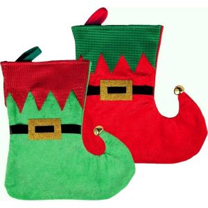 Ruedelafete Chaussette de Noël Lutin 30cm ROUGE avec grelot (x1)