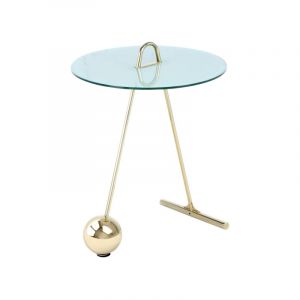 Table d'Ap Design "Pendule" 60cm Or & Blanc Prix