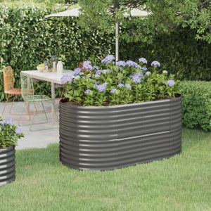 Image de VidaXL Jardinière de jardin Acier enduit de poudre 152x80x68 cm Gris