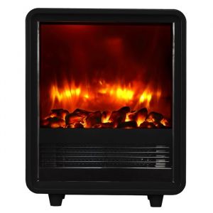 BALDERIA cheminée électrique de sol George |Avec effet de flammes 3D| Chauffage 2000W| Avec télécommande & thermostat | Noir