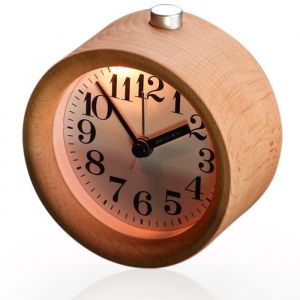 TD Réveil Silencieux Table Bois de Hêtre Alarme Horloge de Chevet Clock avec Veilleuse