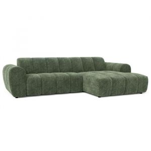 Lisa Design - Curtis - canapé d'angle droit 4 places en tissu texturé - vert